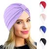 Hijabs Mode Solide Couleur Femmes Musulman Foulard Top Noué Turban Chapeau Sommeil Chapeau Intérieur Hijab Bonnet Femme Ronde Tête Couverture Headwrap 230426