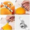 1st Orange Peelers Easy Open Orange Peeler Rostfritt stål Lemon Parer Citrus Fruit Skin Remover Slicer Peeling Kök Gadgets