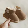 Boots vinter baby snö varm plysch läder småbarn skor mode pojkar flickor antislip gummi sula sneakers spädbarn 231124