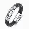 Charme pulseiras jóias acessórios casal mão anéis de couro cinto coreano corda torção pulseira pu feminino pulseira