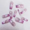 False Nails 24pcs Stars Y2k Press On French Fake Long Ballerina Artificial Nail Art Pink Purple Gradient Tips