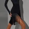 Vêtements de scène gland conception femme danse latine jupe adulte femmes robe Cha Samba Dancewear Costume professionnel NY22 2028