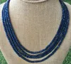 Chaînes Antique magnétique 4 rangées 2x4mm bleu saphir rond bijoux à facettes collier 17-20"