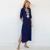 Roupa de banho feminina bordada praia com peito vestido casual férias biquíni cobrir túnicas para pareo sarong beachwear