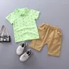 Ensembles de vêtements bébé garçon vêtements d'été garçons coton bateau ancre imprimé revers polo chemise short décontracté 2 pièces ensemble enfants 1-5 ans