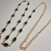 Belts Vintage Green Gemstone Waist Belt For Women - Emerald Gem Wedding Chain Bridal Sash Shower Gift Accessories