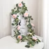 Decorative Flowers Silk Simulation Rose Fake Flower Vine Artificial White Large Tea Vines Strip Air Conditioning Pipe Room Decoration