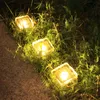 LED Ice Bube Lights, Lampa Solar Ceglarki, Lekkie szklane 70 mm LED LED Light Square Kostka, do ścieżki na świeżym powietrzu Świąteczne białe czerwone zielone zielone