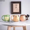 Muggar Cartoon Animal Cup tredimensionell keramisk mugg kaffemugg grodkott söt barns frukost cup julklappar 231124