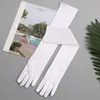 Fem fingrar handskar julklänning bröllop elegant satin elasticitet etikett lång kvinnlig tunn sommarsolskydd