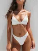 Swim wear Thong Bikinis 2023 Women Sexy Swimwear Female Swimsuits Solid Bikini set Black Brazilian Biquini Bathing Suit Beachwear AA230425