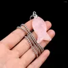 Pendant Necklaces Natural Agates Stone Necklace Cute Fish Shape Rose Quartzs Turquoises For Women Jewerly Gift 40x20mm