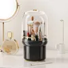 Förvaringslådor Makeup Brush Holder with Lock Cosmetic Tools Organizer 360 Roterande vattentäta dammtätpastor för fåfänga