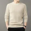 Herrenpullover Winter Herren Warm Schwarz Grau Beige Rhombisches Gitter Gestrickte Tops Dickes Fleece Jacquard Strickwaren Theraml Bequemer Pullover