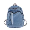 حقيبة الظهر على الظهر All-Match Rucksack Denim Daypack Double Losttle School Bag Blue Jean Schoolbag للنساء للتسوق