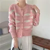 Women's Knits Alien Kitty 2023 Women Vintage Coats Fashion Loose Knitted Stripes Cardigans Sweet Slim All Match Office Lady Casual Sweaters