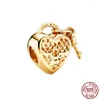 Luźne kamienie szlachetne Złote Plane serce Klucz Star Charm 925 Srebrny koralik Fit Fit Oryginalny naszyjnik bransoletki dla kobiet