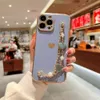 Girl Style Soft TPU Heart Electroplating Love Strap Camera Protection Mobile Cellphone Case for Iphone 12 14 13 Mini