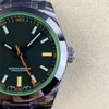 GS 2023New matériau vert verre personnalisé 3131 mouvement intégré diamètre d'origine 40mm bracelet en acier inoxydable