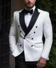 Esmoquin blanco y negro para hombre, traje de negocios para novio, padrino de boda, fiesta de graduación, conjunto Formal de 2 piezas, chaqueta y pantalones B09