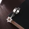 Dangle Oorbellen Vintage Hip Hop RVS Hexagram Hoop Huggie Earring voor dames Heren Gepersonaliseerde Cross Clip On