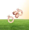 Nowe 100% 925 Sterling Silver Fit Kolczyki Rose Gold Star Love Ear Studs Charm Koraliki Fit Oryginalne DIY DANGLER FACTORY9750879