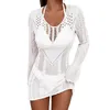 Women's Swimwear Summer Sexy Knitted Hollow Out Swim One Piece Cover Up Shirt Womens Swimsuit Linen For