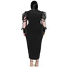 Plus size jurken grote mooie vrouwen lange jurk vrouwelijk elegant gewaad meisje feestvestidos mesh patchwork mouw dame's