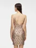 Party Dresses Vestido de Noiva 2023 Spaghetti Stems Sparkly Champagne Sequin Dress Short Bodycon Women Sexy Tassels Evening