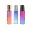 Color gradient 10 ml Glass Essential Oils Roll-on Bottles with Stainless Steel Roller Balls and Black Plastic Caps Roll on Bottles Qseru
