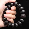 Strand Handmade Men's 20mm12 Beads Natural Ebony Wood Prayer Bead Chain Wrist Meditation Stress Relief Bracelet Rosary For Men