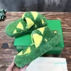 Resort Sponge Sandals Teddy Selppers Designer feminino lâminas de tecido de borracha algodão sola grama verde grossa de fundo grossa cunha