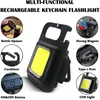 400st mini LED COB FALLLIGHT KEYCHAIN ​​NATT LIGHT USB LADGAR Pockelampa Aluminiumlegering Emergency Corkwrew Lighting