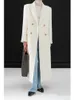 Misturas de lã feminina alpaca outerwear 2023 outono inverno estilo coreano lapela duplo breasted rendas até gravata solta longa mulheres casacos de lã 231124