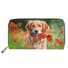 Plånböcker Coloranimal Cute 3D Animal Golden Retriever Samoyed Ladies Portable Clutch Bag Multifunktionell plånbok Vattentät resekort