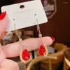 Boucles d'oreilles tempérament rouge paon femme Micro-incrusté Zircon tendance Design sens créatif bijoux en gros