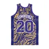 Ben Simmons High School Jersey 20 농구 Montverde Academy Marble 팀 컬러 Purple Moive Hiphop College 스티치 풀오버 셔츠 스포츠 팬