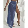 Maillots de bain pour femmes Couleur Crochet Jupe Plage Écharpe Cover Ups Pour Femmes Bleu Maillot De Bain Tenue Blanc Wrap Bikini Cover-ups Tricot Split Dre