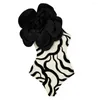 Women's Swimwear Black & White Textured Print Fashion Bikini One-Piece Halter Stereo Flower Embellished Strap Swimsuit Irregular 2023