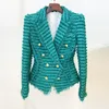 BSS1 Set da due pezzi da donna Verde scuro Bordi con nappe Bottoni dorati Giacca blazer aderente Pantaloncini Giacca calda Giacca da ufficio, Giorno del discorso, Laurea