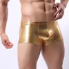 Underbyxor 3xl män läder underkläder boxare homme gay sexig vinyl boxershorts guld silver svart