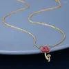 Ketens mode eenvoudige vintage sprankelende roze zirkonia champignon hanger ketting voor vrouwen