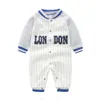 Kleidungssets Baseballanzug, Babyoverall, Kleidung für 0-1 Jahre, Frühlings- und Herbst-Kletteranzug aus reiner Baumwolle mit langen Ärmeln