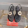 Sandálias de cristal de girassol embelezadas sapatos planos fivela cinta strass flip flops slides rosa sandálias de designer de luxo para mulheres sapatos de caminhada de férias com caixa