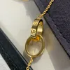 Colar LOVE para mulheres Anel duplo designer banhado a ouro 18K T0P reproduções oficiais de qualidade estilo clássico presente para namorada com caixa 005