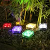 LED Ice Cube Lights, Lawn Lamp Solar Brick Light, 4ed 100mm Glass Landscape Light Square, för utomhusutlands trädgårdsgård varm vit röd blå grön bröllopsdekor