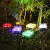 LED Ice Cube Lights, Lawn Lamp Solar Brick Light, 4led 100 mm glas landschapslicht vierkant, voor buitenpatiotuin binnenplaats Warm wit rood blauw groen bruiloft decor