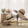 Breda randen hattar kvinnor hatt sommar halm strand floppy kvinnor mössor visorer sol hög modedesign gasväv