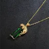 Pendant Necklaces Fashion Trend Green Gem Women And Man Gift Leopard Necklace Cubic Zirconia Chain Jewelry Accessories For Unisex