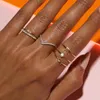 Cluster-Ringe aus echtem 925er Sterlingsilber, dünner Ring, minimalistischer Twist, goldfarben, Damen, stapelbar, feiner Schmuck für Mädchen